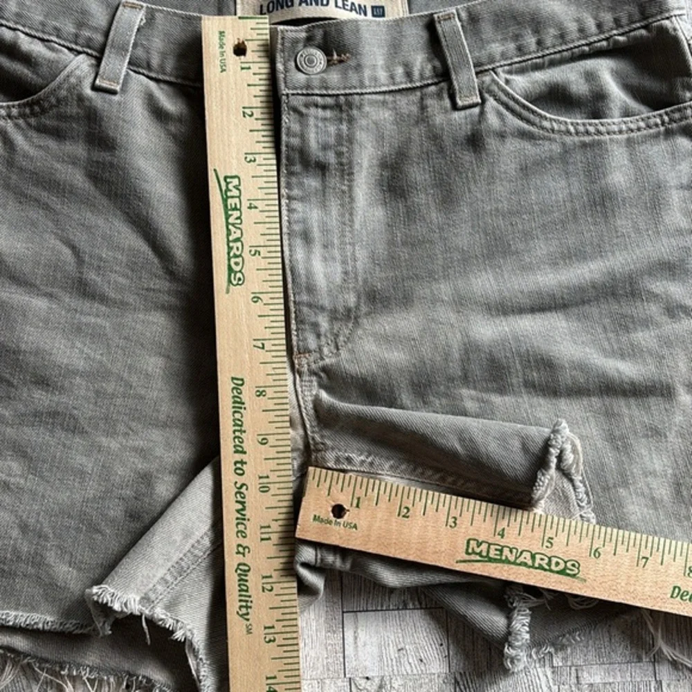 Gap Vintage Shorts Gray Denim cutoff Long Lean Jean‎ Frayed Hem sz 12 made USA